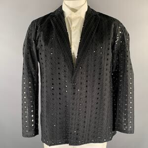 TOKYO JAMES Size L Black Holey Notch Lapel Sport Coat
